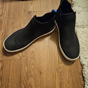 Rothy's Black Ankle Boots with Blue Accent